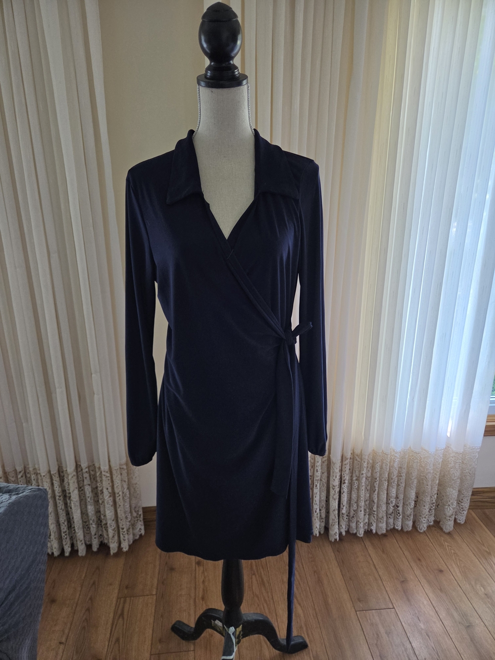 Star Vixen Navy Long Sleeve Wrap Dress